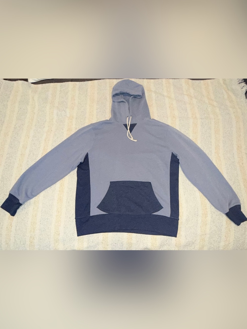J. Crew Two-Tone Slate Blue and Navy Hooded Pullover